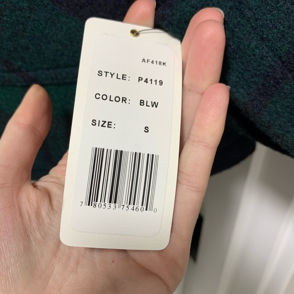 Pendleton Wool Blend Quilted Collar Coat Green and Navy Plaid NWT Size Small - Picture 3 of 7